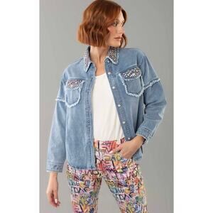 Lisette Gracelynn 26 1/2'' Denim Blouse with Stones - size Large
